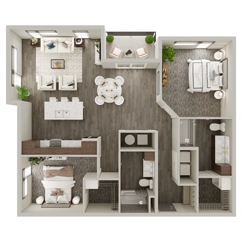 Floor plan for 2 beds, 2 baths, 1183 sqft